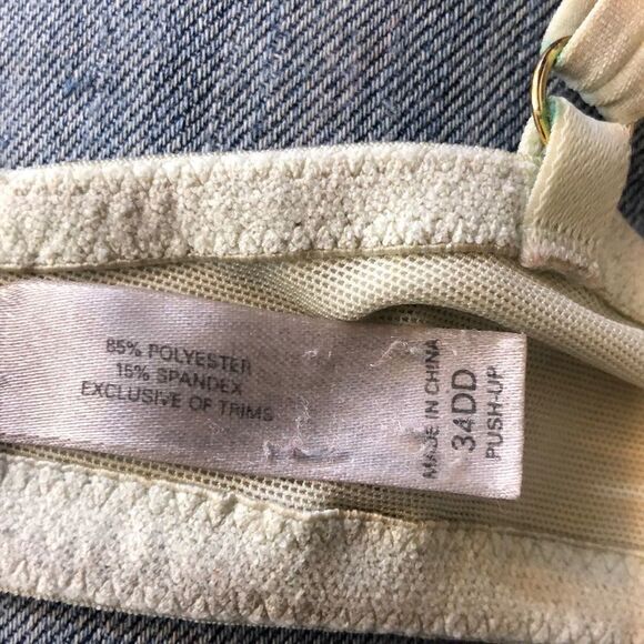 Victoria's Secret Heavily Padded Push Up Bra Cream Floral Print 34DD - Picture 13 of 13